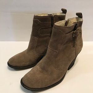 Lucky Brand Brown Suede Ankle Boots Size 8.5